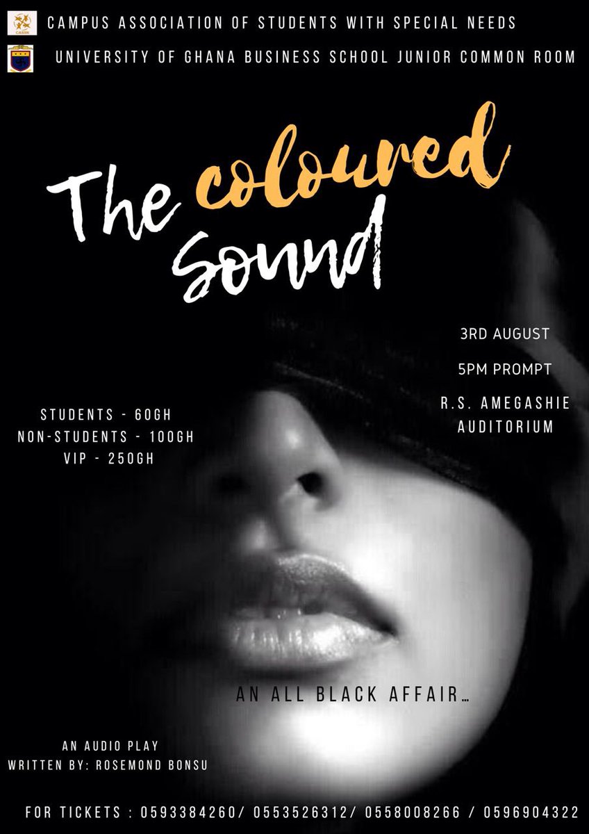 Rose_monddd's tweet photo. What do blind people see???🤔

The Coloured Sound is an audio play which is aimed at raising awareness for disability.🤗

The play encompasses a stimulation where all persons in attendance will be blindfolded and listen to the play through a headset. 

You do not want to miss out https://t.co/dybqiimvVQ