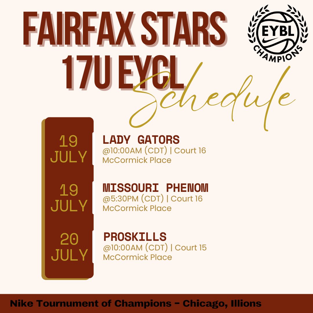 Come check us out for the final session of EYCL Nike Nationals in Chicago, Illinois!!