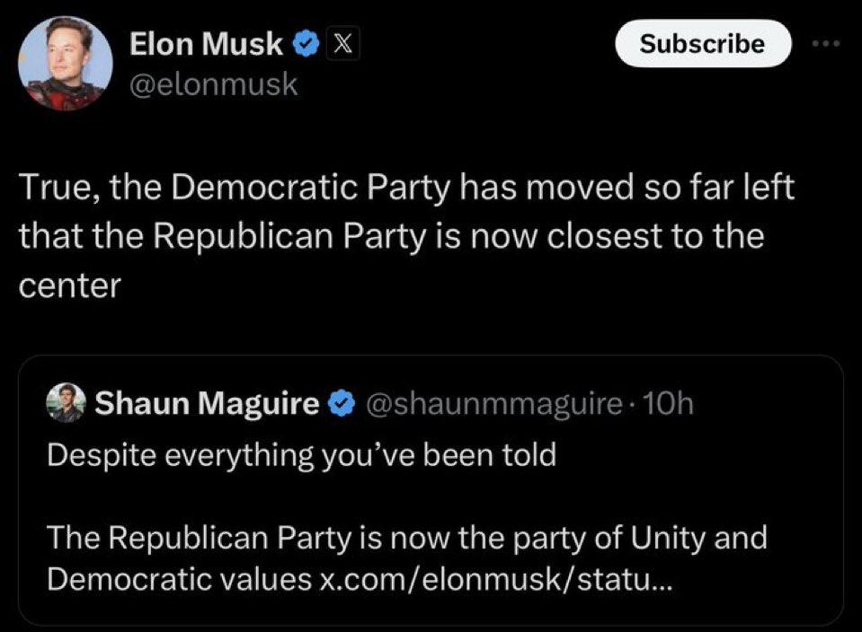 sam_d_1995's tweet image. democrats: “uh, we should probably invest in renewable energy and expand Medicaid”

republicans: “we should criminalize abortion and shoot protesters” 

the dumbest tech bros on the planet: “wow democrats are so extreme”