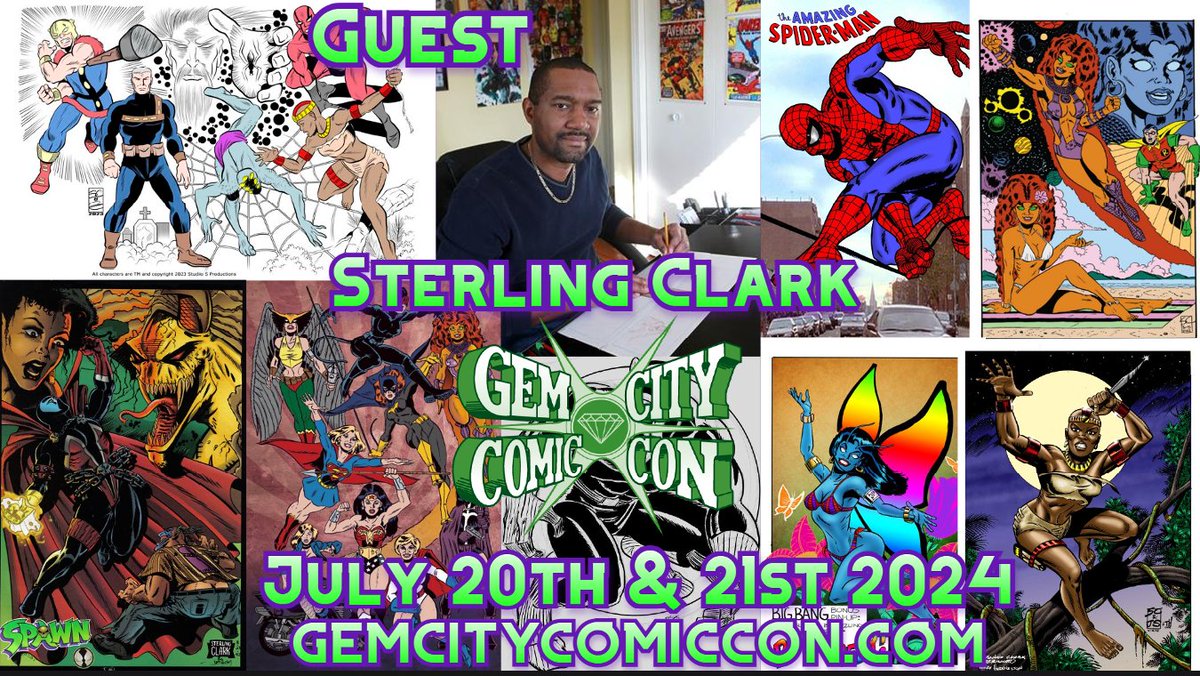 The Gem City Comic Con is pleased to welcome Sterling Clark to our 2024 show!

#GCCC2024 #GemCityComicCon #comics #comicbooks #creators #convention #Guest #artist #Designer #illustrator #comiccreator #writer #Spawn #Image #ImageComics