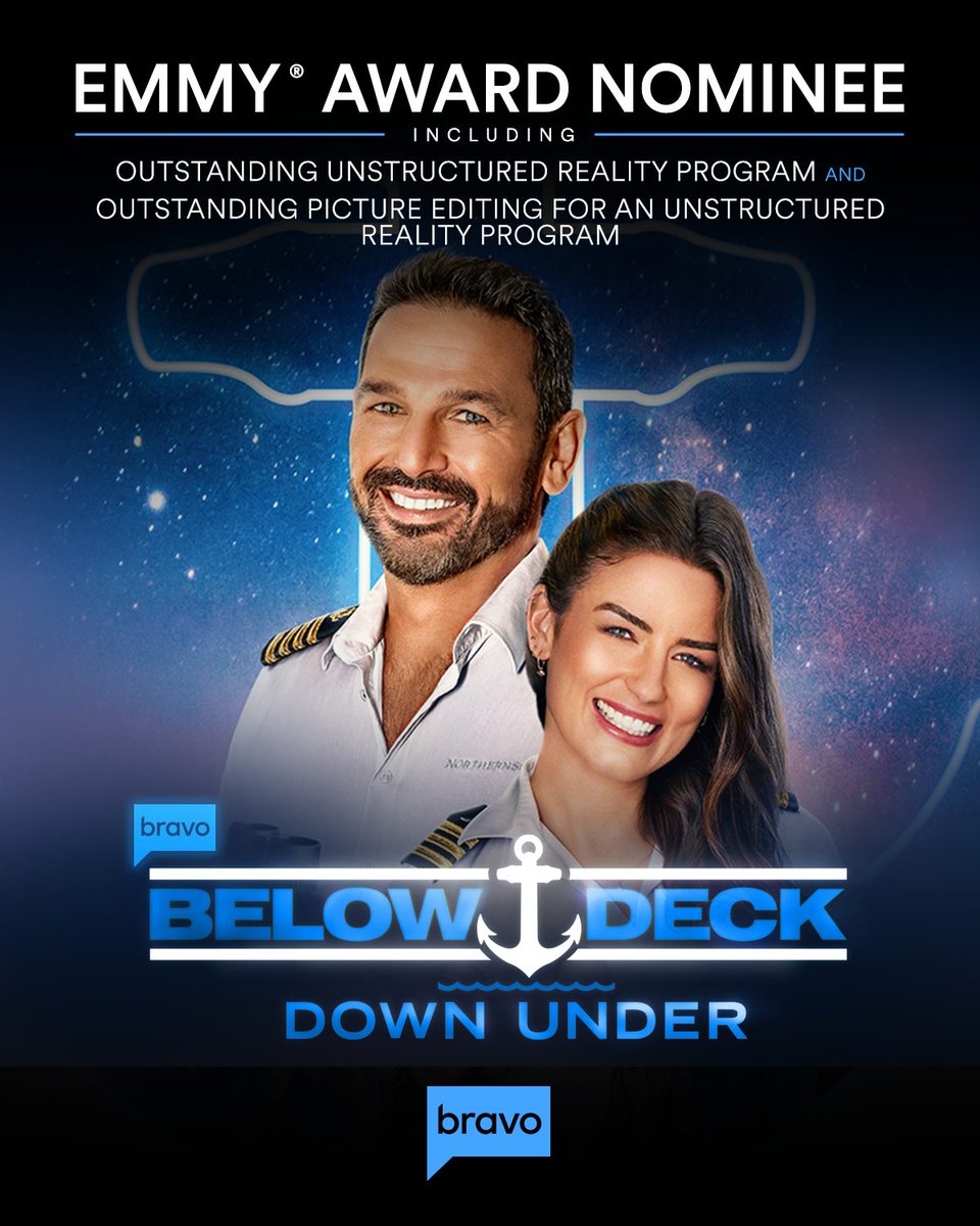 BravoTV's tweet photo. Get in your whites, pack your knives, and pour a Pumptini... the best days of our lives are back! CONGRATS to #PumpRules, #BelowDeckDownUnder, and #TopChef for a total of SIX #Emmys nominations! ️🍸⚓🔪 https://t.co/NKzVGyv9FU