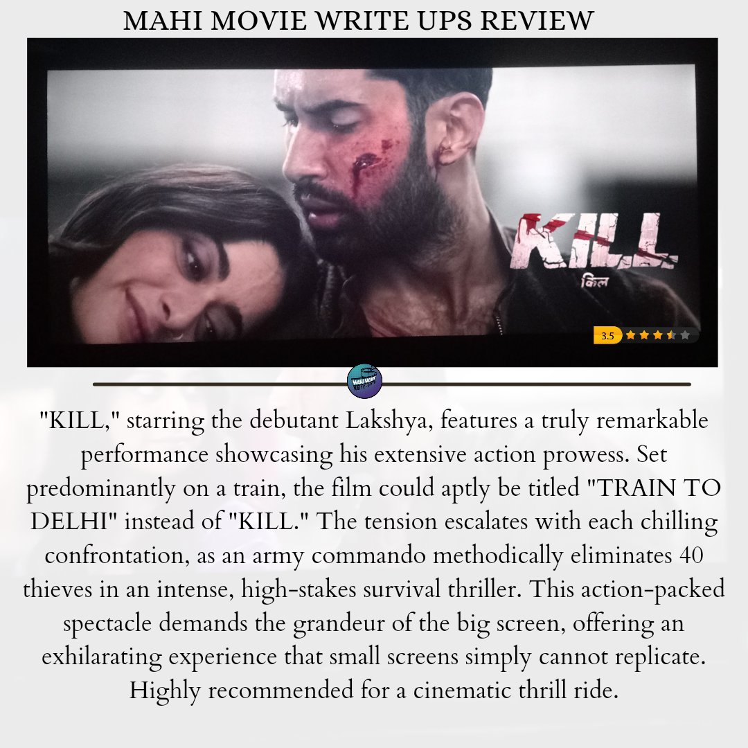 MahiMVWriteups's tweet photo. Taruvatha OTT lo chusi over rated ani mathram anoddu as it only keeps engaging on big screens and never works in your pocket friendly Mobiles.
#MMW RATING :- ⭐⭐⭐½
#KILLReview #Lakshya #TanyaManiktala @TheRaghav_Juyal @Nixbhat #KaranJohar @apoorvamehta18 @guneetm @aachinjain https://t.co/8mH472klsh
