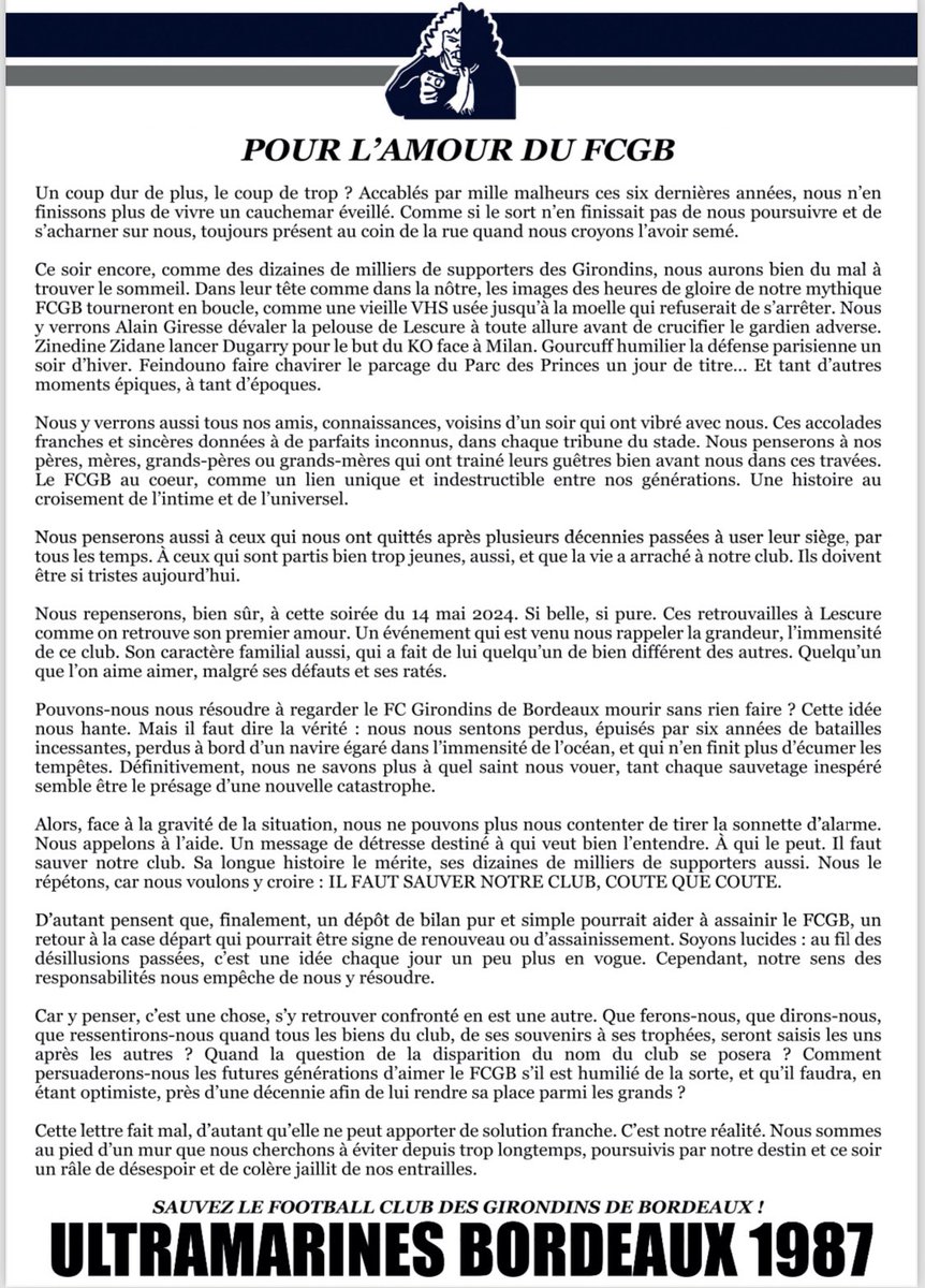 [ Communiqué ] Pour l’amour du FCGB !