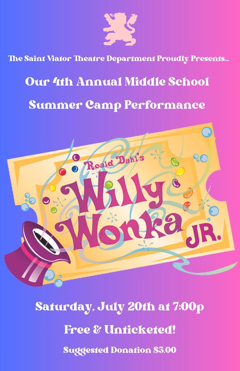 stviatortheatre's tweet photo. The past 10 days have been so busy that I haven’t even had a moment to post about how AMAZING our campers are this year! I am always blown away by what they are able to accomplish in only 2 weeks! Don’t miss their hard work in WILLY WONKA JR this Sat, July 20! Free &amp; unticketed! https://t.co/lMfgclwi7V