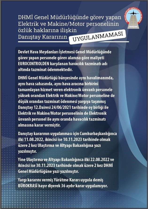 DHMİ  elektrik personeline uygulanan negatif ayrımcılığa son ver.
#BürokratikOligarşiyeHAYIR #DANISTAYkararıUYGULANSIN  Adalet Yerini Bulsun 
Türkiye KAZANSIN 🇹🇷
<a href="/RTErdogan/">Recep Tayyip Erdoğan</a> 
<a href="/_cevdetyilmaz/">Cevdet Yılmaz</a>
<a href="/Akparti/">AK Parti</a>
<a href="/tcbestepe/">T.C. Cumhurbaşkanlığı</a>
<a href="/eczozgurozel/">Özgür Özel</a>
<a href="/a_uraloglu/">Abdulkadir URALOĞLU</a>
<a href="/memetsimsek/">Mehmet Simsek</a>
<a href="/MetinKiratli01/">Metin Kıratlı</a>
<a href="/dhmihkeskin/">Dr. Hüseyin KESKİN</a>