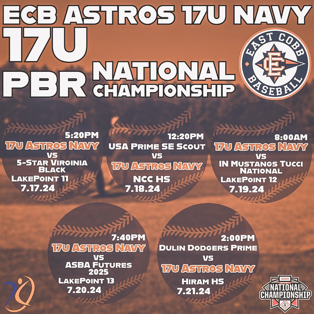 ECB Astros Navy/Frye โพ๏ธ (@ecbastrosnavy) on Twitter photo Our 17u group starts their final National Championship run today at 5:20 PM!!๐จ
Each game can be followed LIVE with <a href="/AthletesGoLive/">AthletesGoLive</a> ๐ฟ
Full Pool Play Schedule Below โคต๏ธ
#Stros #NattySzn #LittleThingMatter
@PBR_Uncommitted <a href="/PBRTournaments/">Prep Baseball Tournaments</a> <a href="/PrepBaseballGA/">Prep Baseball Georgia</a> Our 17u group starts their final National Championship run today at 5:20 PM!!๐จ
Each game can be followed LIVE with <a href="/AthletesGoLive/">AthletesGoLive</a> ๐ฟ
Full Pool Play Schedule Below โคต๏ธ
#Stros #NattySzn #LittleThingMatter
@PBR_Uncommitted <a href="/PBRTournaments/">Prep Baseball Tournaments</a> <a href="/PrepBaseballGA/">Prep Baseball Georgia</a>