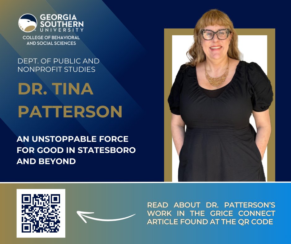 GaSouthernCBSS's tweet photo. Read about Dr. Tina Patterson! In her 6 years employed at Georgia Southern, she has impacted the community immensely. We are lucky to have her teaching in our Department of Public and Nonprofit Studies!
.
Find the article at this link: https://t.co/JJqhSyLJ2j https://t.co/tptsDFf5eR