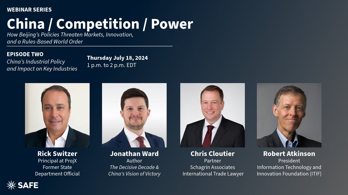 TOMORROW: @rickswitzer, <a href="/jonathandtward/">Dr. Jonathan D. T. Ward</a>, Chris Cloutier, and <a href="/RobAtkinsonITIF/">Robert D. Atkinson</a> will discuss China’s economic model, the role Beijing plays in the PRC’s economic activity, and the implications for industrial competition in the rest of the world. Register: realpicturelive.zoom.us/webinar/regist…