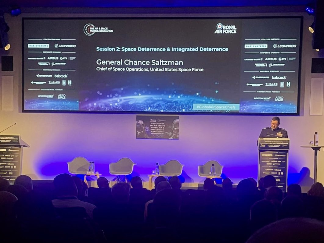 CyprusInUK's tweet photo. 🇨🇾 @NationalGuardCY Air Force Commander, Brigadier General Christos Christou, &amp; @DefenceCyprus Attaché in the UK, Lt Col Theocharis Onoufriou, attended today #GlobalAirSpaceChiefs Conference 2024. This year's theme focuses on deterrence, interopability and integration. https://t.co/IzbLPvzurn