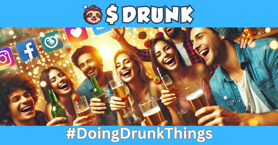 🍻 Time to get your $DRUNK 🥴on with the #DrunkChallenge!!!

📝How to Enter:
- Post a pic of enjoying a drink or getting crazy
- Tag <a href="/DrunkOnBase/">$DRUNK on BASE</a> + 3 friends
- Include #DoingDrunkThings

🎁Prize:
- Win $DRUNK tokens weekly!

#GiveawayAlerts #baseMemecoin #100x