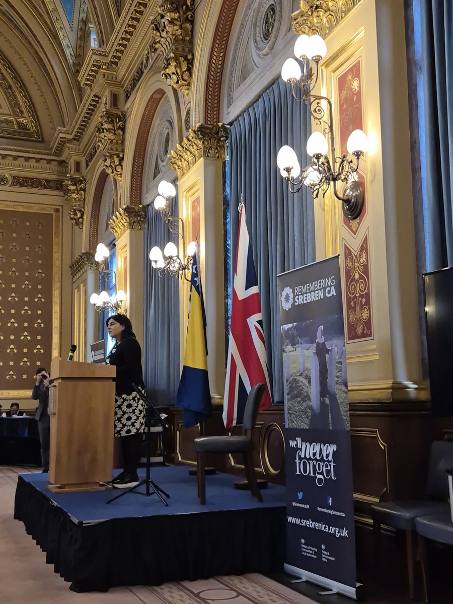 SrebrenicaUK's tweet photo. @_waqarazmi @SrebrenicaLDN @RemSrebNI @RemSrebWestMids @SrebrenicaNW @SrebrenicaWales @RemSrebScot @SDoughtyMP "We have to remain principled and true and fight against injustices when we see them. Never before has there been a time to learn the lessons from genocide past". Former Senior Minister of State for Foreign and Commonwealth Affairs @SayeedaWarsi https://t.co/CV9Q9oerMi