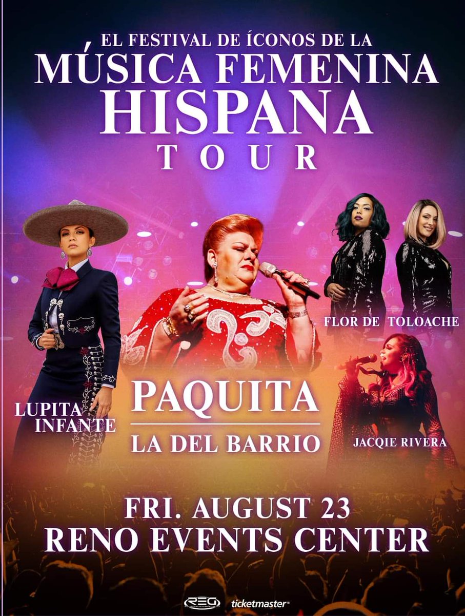 #IconosDeLaMusicaFemeninaHispana |  

Este Viernes 23 de Agosto en el Reno Events Center  no te pierdas la oportunidad de ser parte de este evento histórico! Los boletos ya están a la venta en Ticketmaster.com. 

Reserva tu lugar <a href="/cpievents/">CPI Events</a>