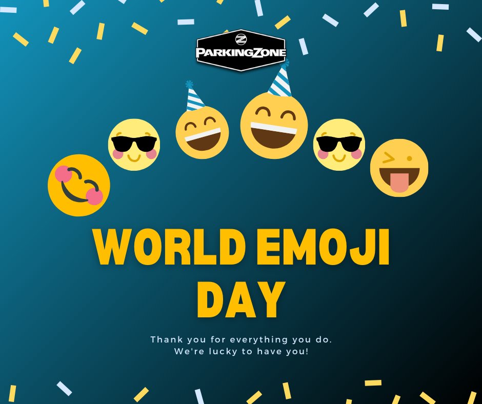 ParkingZone's tweet image. 🎉 Happy World Emoji Day from ParkingZone! 🚗🅿️
Whether you're feeling 😃, 😎, or even a little 🤔, we've got the perfect solutions for all your parking needs! Let's celebrate the fun and convenience emojis bring to our daily lives. 
#WorldEmojiDay #ParkingZone #EmojiFun