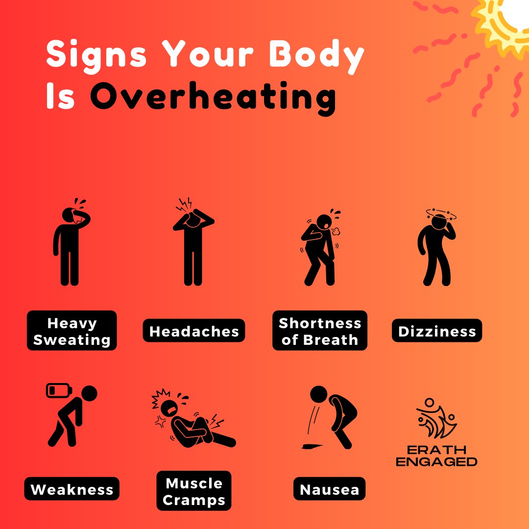 ErathEngaged's tweet photo. 🥵 If you are experiencing overheating, act quickly and follow these steps:

1️⃣ Move to a cool, air conditioned place
2️⃣ Remove tight-fitting clothing and excess
3️⃣ Take a cool shower
4️⃣ Drink cool water, or electrolytes

SOURCE: https://t.co/nrnPQMxy3A
#ErathEngaged #BeatTheHeat https://t.co/NhZoMGbuWB