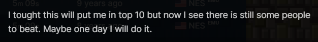 summoningsalt's tweet photo. @Kosmicd12 Reminds me of TMR's 5:09 from 2015. It was in 12th place or so at the time... now, it looks like he's surprised his 700th place run missed the top 10. https://t.co/mtntZPyEq8