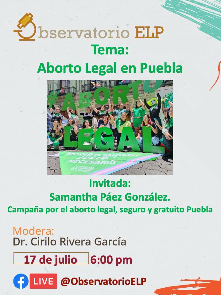 ELPobservatorio's tweet photo. Nos vemos este miércoles 17 a las 6 pm. #AbortoLegal #Puebla @samantras https://t.co/DcUSmagHxp