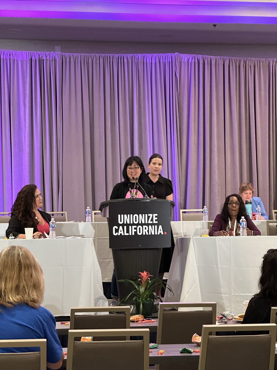 SDLaborCouncil's tweet photo. Day 2: Women are leading the California Labor Movement! Fearless leaders Brigette Browning and Carol Kim @SD_BldgTrades gave a city welcome at today’s @californialabor convention. #EndlessUnionSummer https://t.co/alWChVBIMW