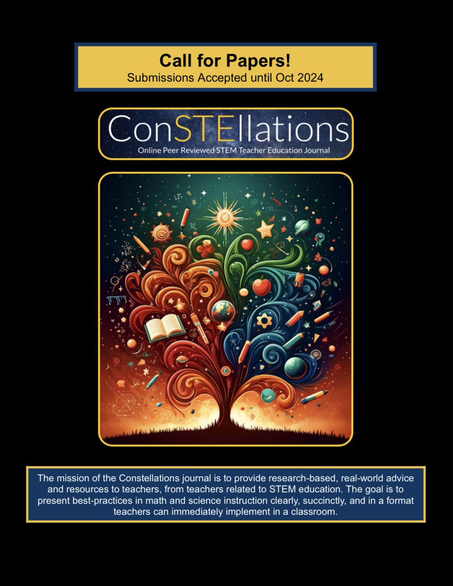We are inviting educators to submit manuscripts to ConSTEllations.

ConSTEllations is an online peer reviewed STEM education journal that provides research-based, real-world advice, and resources to teachers.

Submit here: stars.library.ucf.edu/constellations/