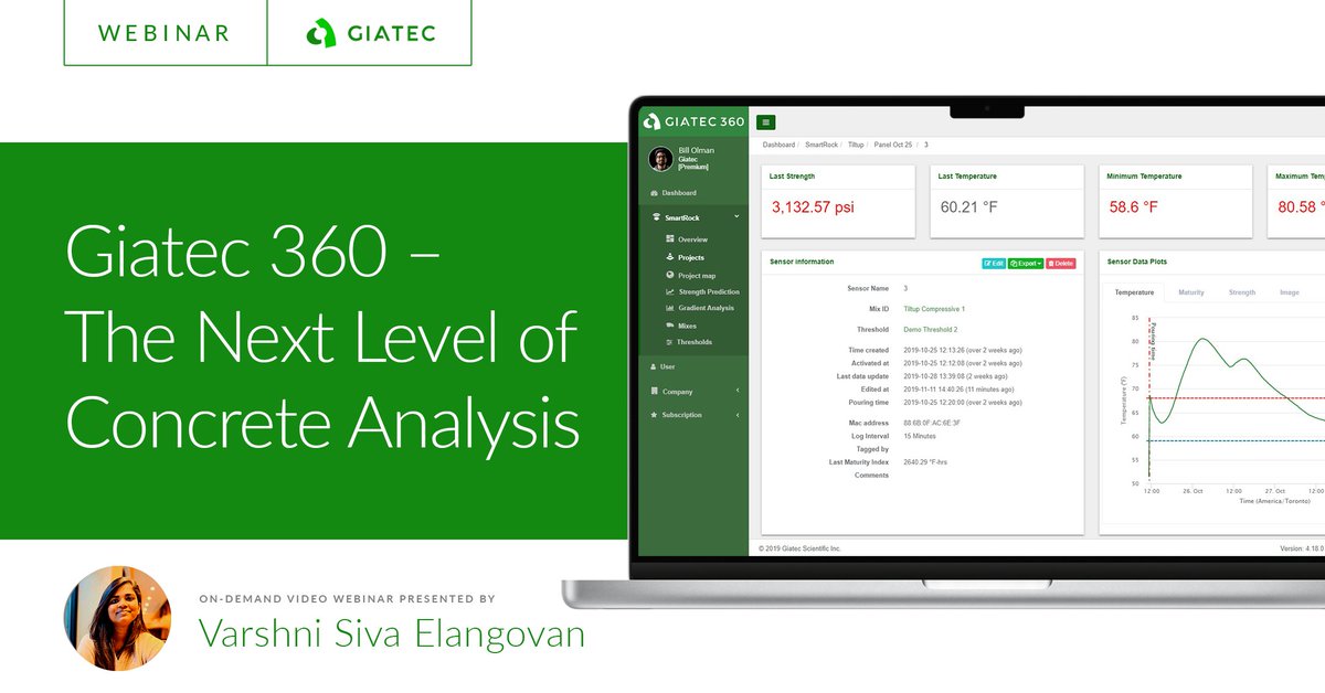 Giatec's tweet image. Explore the various capabilities of the Giatec 360 dashboard! Join us for  #WebinarWednesday ✨

💻 Watch our FREE webinars and earn a CEU (PDH) credit today:
hubs.ly/Q02GXFK50

#Webinar #ConcreteAnalysis #Giatec360