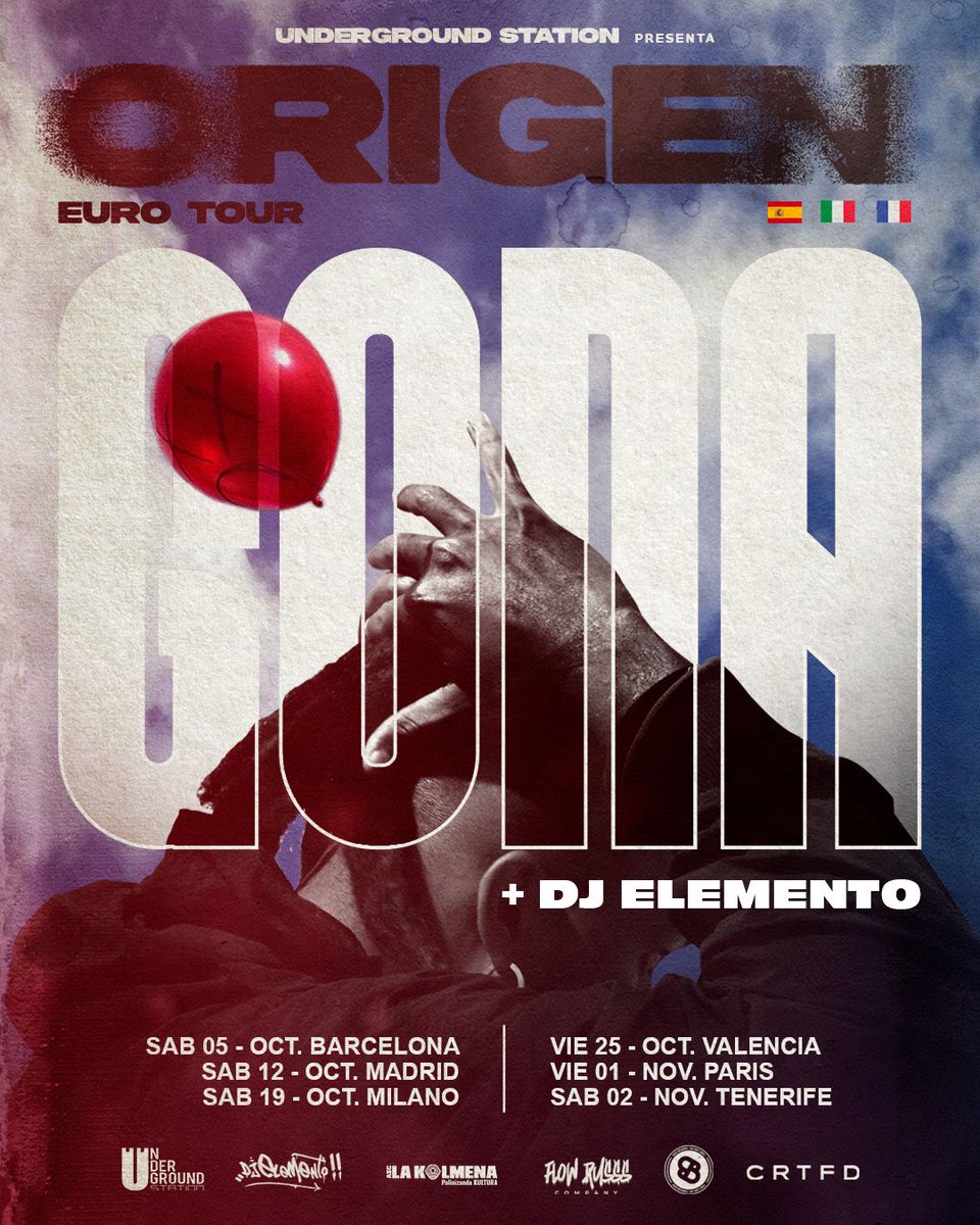 🇪🇸 Barcelona - Sab 05 de Oct
🇪🇸 Madrid - Sab 12 de Oct
🇮🇹 Milano - Sab 19 de Oct
🇪🇸 Valencia - Vie 25 de Oct
🇫🇷 Paris - Vie 01 de Nov
🇪🇸 Tenerife - Sab 02 de Nov

🎫 Entradas a la venta en eventbrite.es