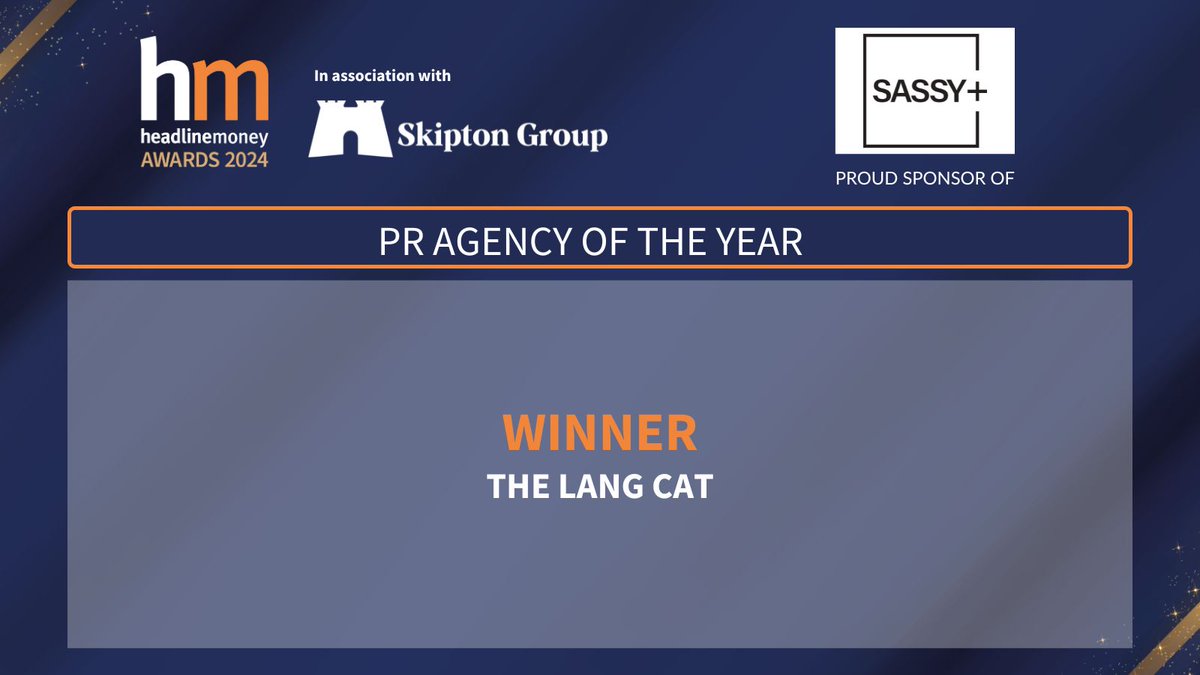 The winner of #HMAwards24 PR Agency of the Year, sponsored by <a href="/sassyplus_/">Sassy Plus</a>, is <a href="/thelangcat/">the lang cat</a>!🏆

Well done! 👏