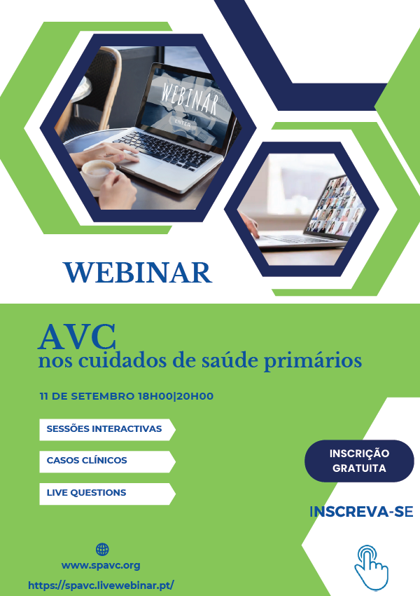 SPAVC_pt's tweet photo. 🚨As inscrições para o Webinar: AVC nos Cuidados de Saúde Primários já estão abertas. 🔛
📝 Inscreva-se gratuitamente em 🔗 https://t.co/dCZSLZlCBM
#WebinarAVC #SPAVC #APMGF #CSP https://t.co/HQCFLjkHsp