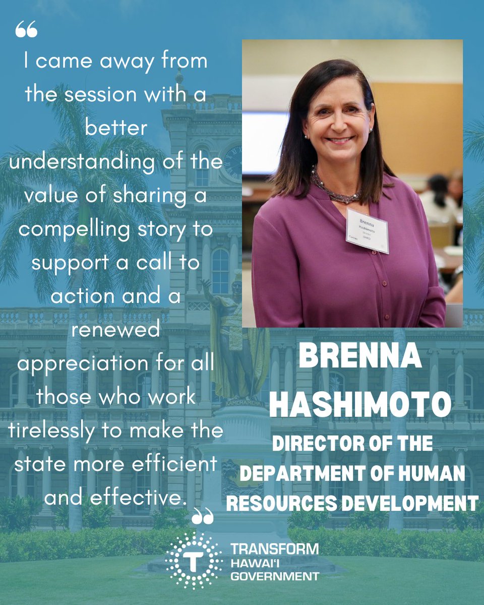 TransformHiGov's tweet image. Meet #ChangeChampion: Director of the Department of Human Resources Development, Brenna Hashimoto. Breanna recently shared why it&apos;s important to effectively communicate with her @DHRDHawaii team and the state workforce. #storytelling #governmentmodernization