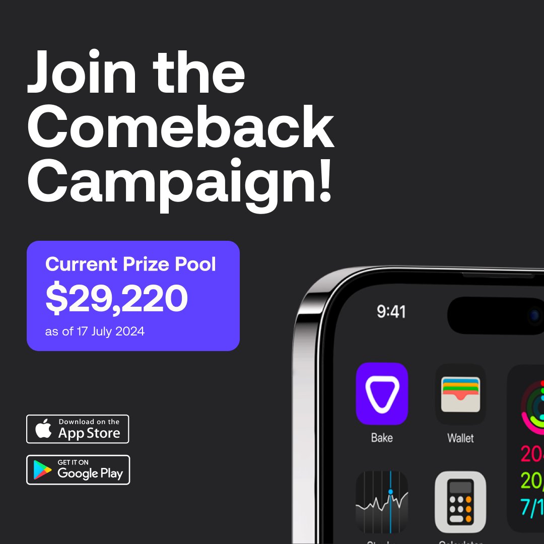 bake_io's tweet photo. Campaign earnings, leaderboard and more– only available in the Bake app.

Participate in our #ComebackCampaign today!
🔗 https://t.co/mmUzavD5om https://t.co/xZHXGg4lYv