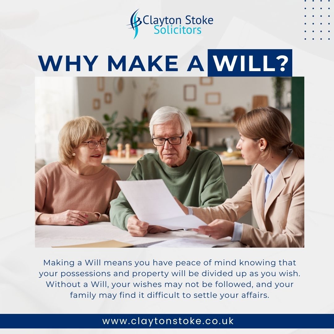 Making a will has never been easier!

With our trusted and experienced legal team, you can ensure your assets are distributed according to your wishes. Our empathetic, client-first approach provides peace of mind for you and your loved ones. 📝🔒

 #ClaytonStoke #MakingAWill #Law