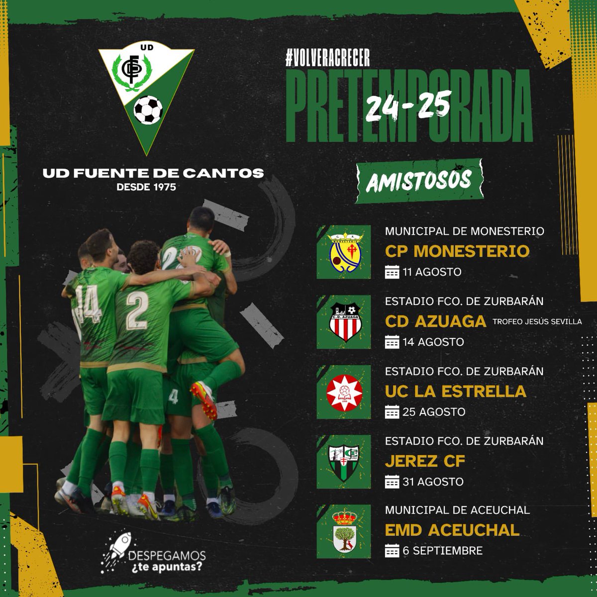 ⚽️PRETEMPORADA⚽️

Estos son nuestros partidos de pretemporada, apuntad las fechas que nuestros chicos se ponen en marcha 🤩

#udfdc #futbol #pretemporada #volveracrecer #fuentedecantos #futbol