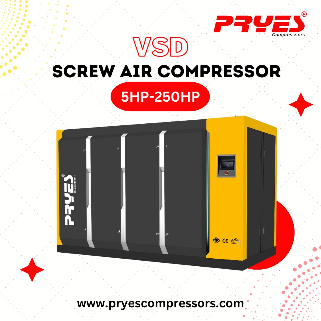 prscompressors's tweet image. 🌟 Discover the future of energy-efficient air compression! Our VSD Screw Air Compressors adjust motor speed to match air demand, reducing energy consumption and costs. Available in 5hp to 250hp. 💡
#EnergyEfficiency #CostSavings #VSDTechnology #prscompressor #pryescompressor