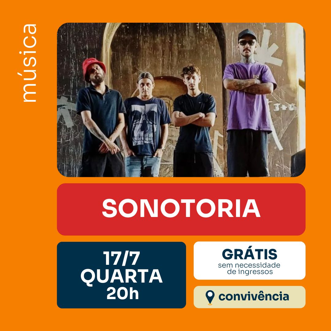 SONOTORIA ná área...
Banda bauruense faz show nesta quarta (17) na Convivência do <a href="/sescbauru/">sescbauru</a>

📌 @sonotoria no Sesc Bauru
🕗 Quarta, 17 de Julho | 20h
🎫 GRÁTIS (sem necessidade de ingressos)

#sescbauru #música #bauru #rock #metal