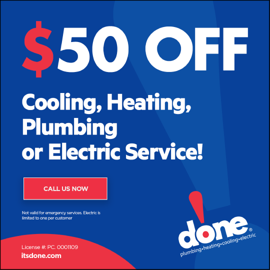 DonePlumbing's tweet photo. 🔥 Get $50 OFF Any Service at Done! 

😊 Don’t stress over your next AC, Heating, Plumbing, or Electrical service! Schedule now and save $50!

📅 Schedule Online or ☎️ Call Now https://t.co/OP4yaRSekT