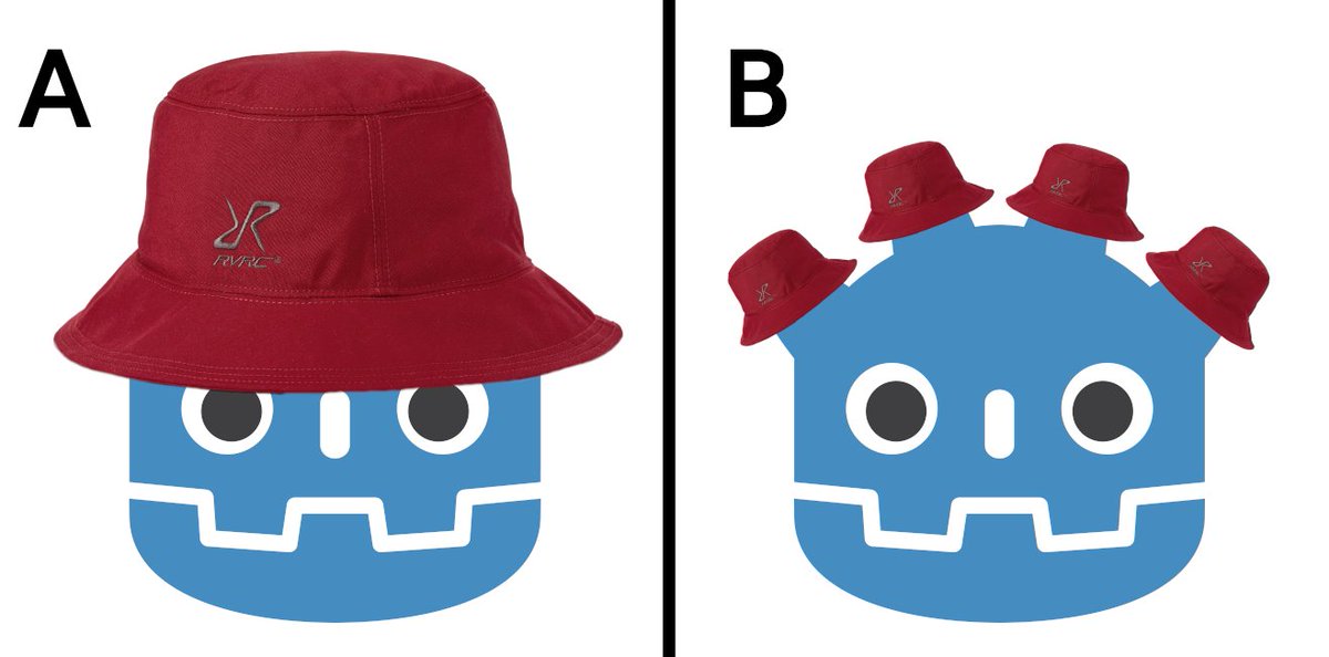 Important question!📢

How would the #GodotEngine logo wear a hat?