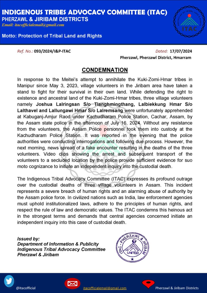 itacofficial's tweet photo. CONDEMNATION

Dated:  17/07/2024 https://t.co/hMbs4JfjPx