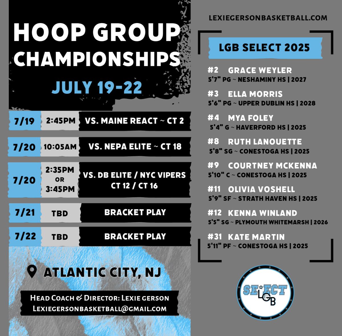 Last one, best one!! 🔥🔥🔥

LGB SELECT 2025 will be competing this weekend in the Hoop Group Championships in Atlantic City! 

Lets's gooooooo Select! #HWNL