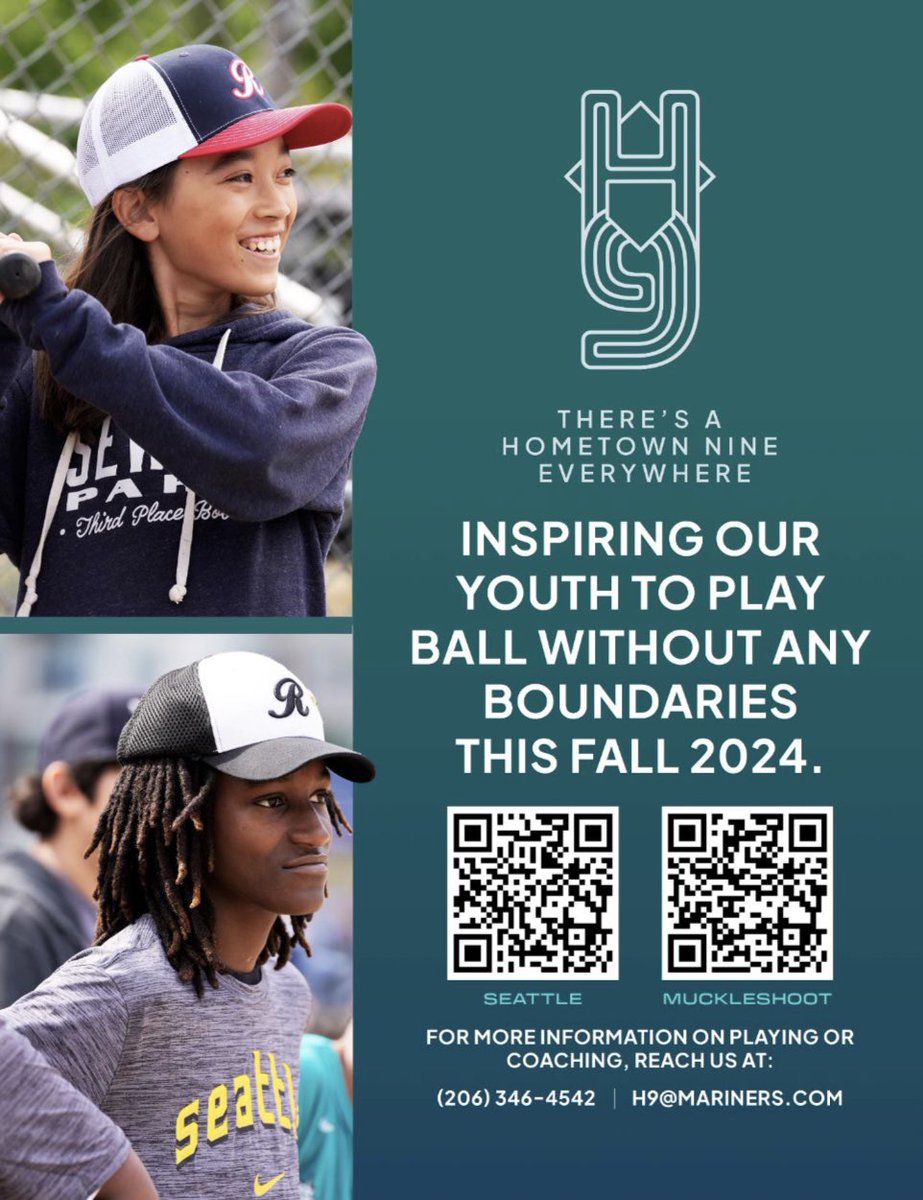 Baseball Beyond Borders (@bbbinnercity) on Twitter photo BBB, the <a href="/Mariners/">Seattle Mariners</a>, & the <a href="/Mariners_TC/">Mariners Training Center</a> present the inaugural H9 Fall Ball League!
Eligibility:
Baseball/softball
7th & 8th graders, Class of 2029 & 2030 (ages 13 & 14)
We’re bridging the gap & pushing the game forward, ensuring more athletes like YOU get to shine on the field. BBB, the <a href="/Mariners/">Seattle Mariners</a>, & the <a href="/Mariners_TC/">Mariners Training Center</a> present the inaugural H9 Fall Ball League!
Eligibility:
Baseball/softball
7th & 8th graders, Class of 2029 & 2030 (ages 13 & 14)
We’re bridging the gap & pushing the game forward, ensuring more athletes like YOU get to shine on the field.