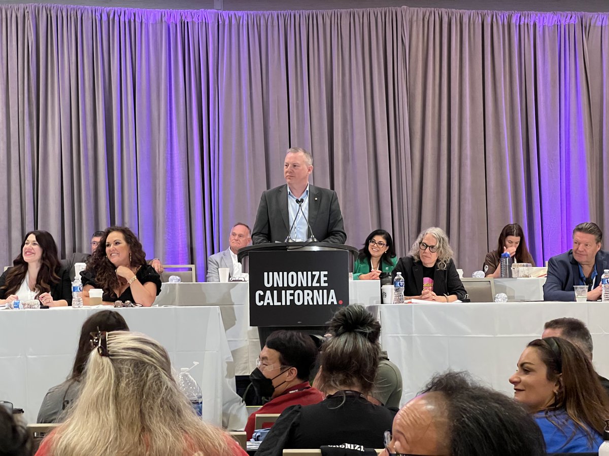 IATSE's tweet photo. Congratulations to International VP Carlos Cota and International VP-in-Charge of the West Coast Office Mike Miller on being unanimously reelected to VP-at-large seats on the executive council of the California Labor Federation at its Biennial Convention July 16 in San Diego. Miller and Cota were reelected along with the rest of the slate including Executive Secretary-Treasurer Lorena Gonzalez Fletcher.