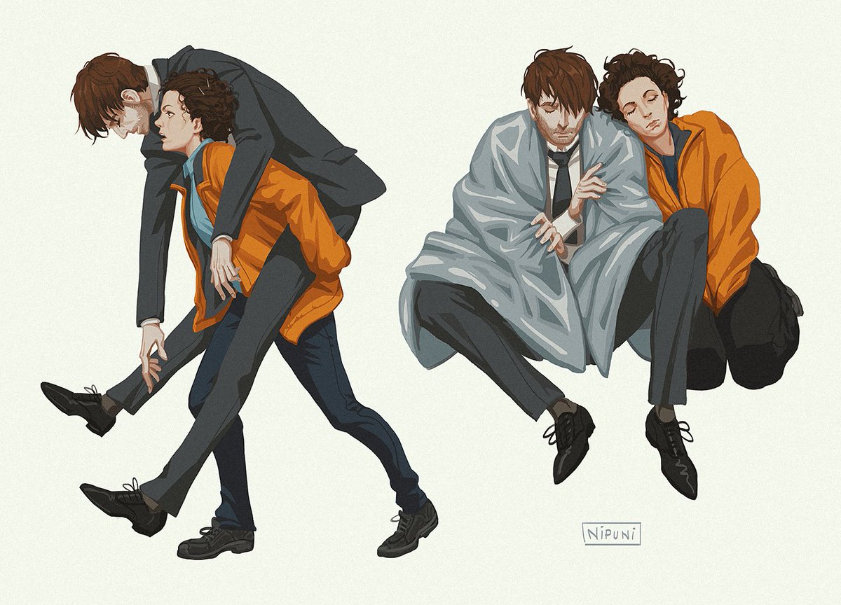Some sketches of Ellie taking care of Alec 🤭 #broadchurch #elliemiller #alechardy #davidtennant #oliviacolman