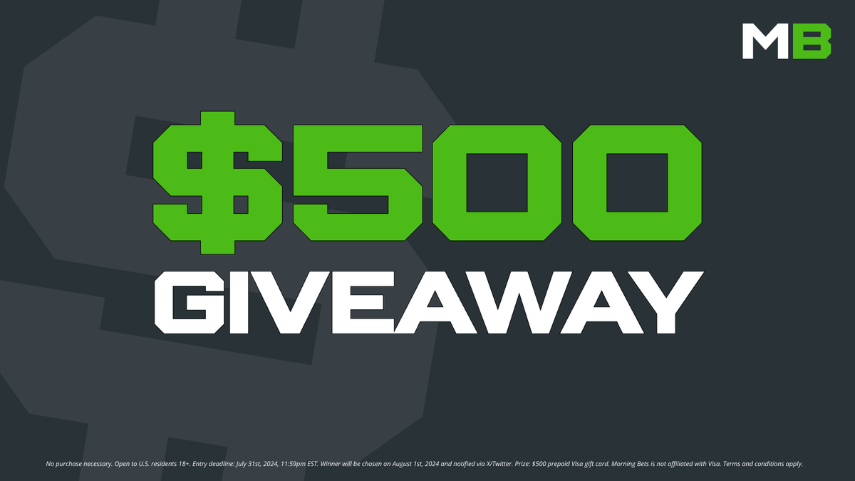 Morning_Bets's tweet photo. 💰 $500 GIFT CARD GIVEAWAY! 💰

To enter:
1. Follow @Morning_Bets 
2. Retweet 🔁
3. Tag friends in the comments (1 tag = 1 entry)

Giveaway ends on 7/31/24 at 11:59pm EST. The winner will be chosen on Aug. 1st! 

Good luck to all participants 🍀 https://t.co/bxTNvfNLMP
