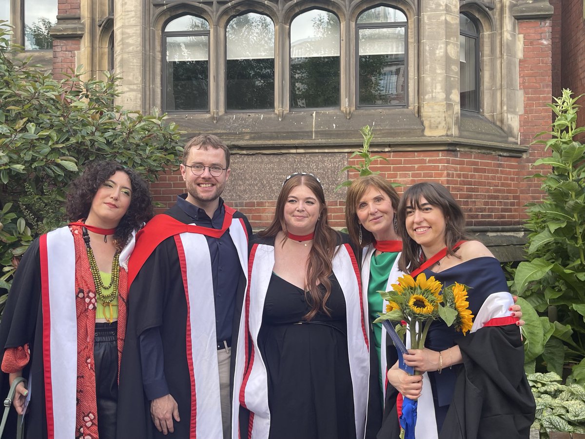linda_lako's tweet photo. A beautiful sunny afternoon celebrating the graduation of four PhD students ⁦@AvrilWatson⁩ @rob atkinson ⁦@mstsikandelova⁩ and @elena tassinato from our team. Well done to all of you! https://t.co/fWKkKtijzT
