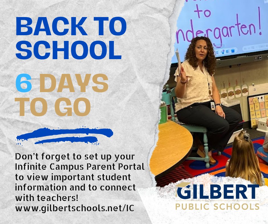 GPS_District's tweet image. Back To School With GPS: Don’t forget to set up your Infinite Campus Parent Portal to view important student information and to connect with teachers! gilbertschools.net/IC

#backtoschoolwithgps #connectcreatecare #GPSFamily #gilbertpublicschools