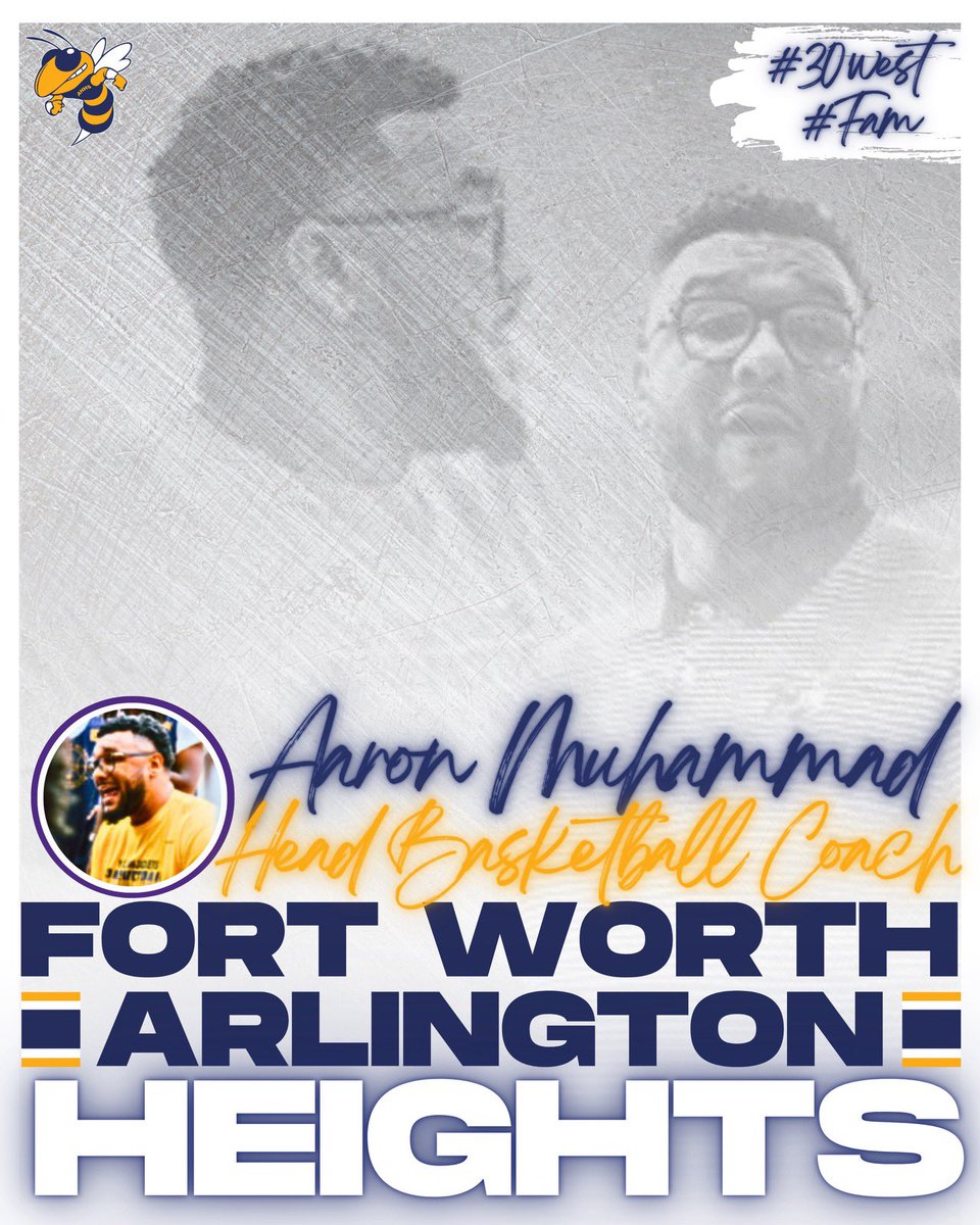 Congratulations to our new HEAD BOYS BASKETBALL COACH at Arlington Heights High School - FWISD, Aaron Muhammad! 🏀🐝💙💛

#ayyyheights
<a href="/drbarrettAHHS/">Justin Barrett</a>
<a href="/EducatorStrom/">Mel Strom</a> <a href="/anahiev/">Anahí Esparza Vallín</a> <a href="/MASerrano20/">Miguel Angel Serrano, Ph.D.</a> <a href="/amramsey13/">Angelica Ramsey, Ed.D.</a>
<a href="/AFBohannon/">Alicia Bohannon</a>
<a href="/FortWorthISD/">Fort Worth Independent School District</a>
<a href="/Raragon_AsstAD/">Romelia Aragon</a>