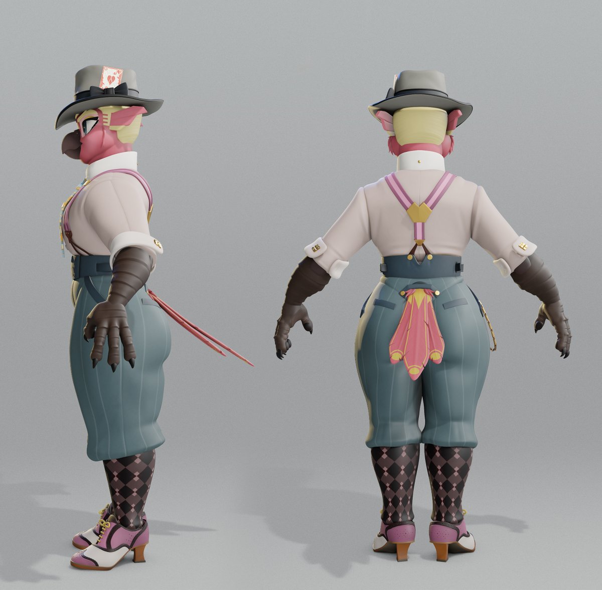 ManuelDeJorge's tweet photo. basic look-dev sample for fletch really cool character! #b3d https://t.co/wIS2d0cBy0