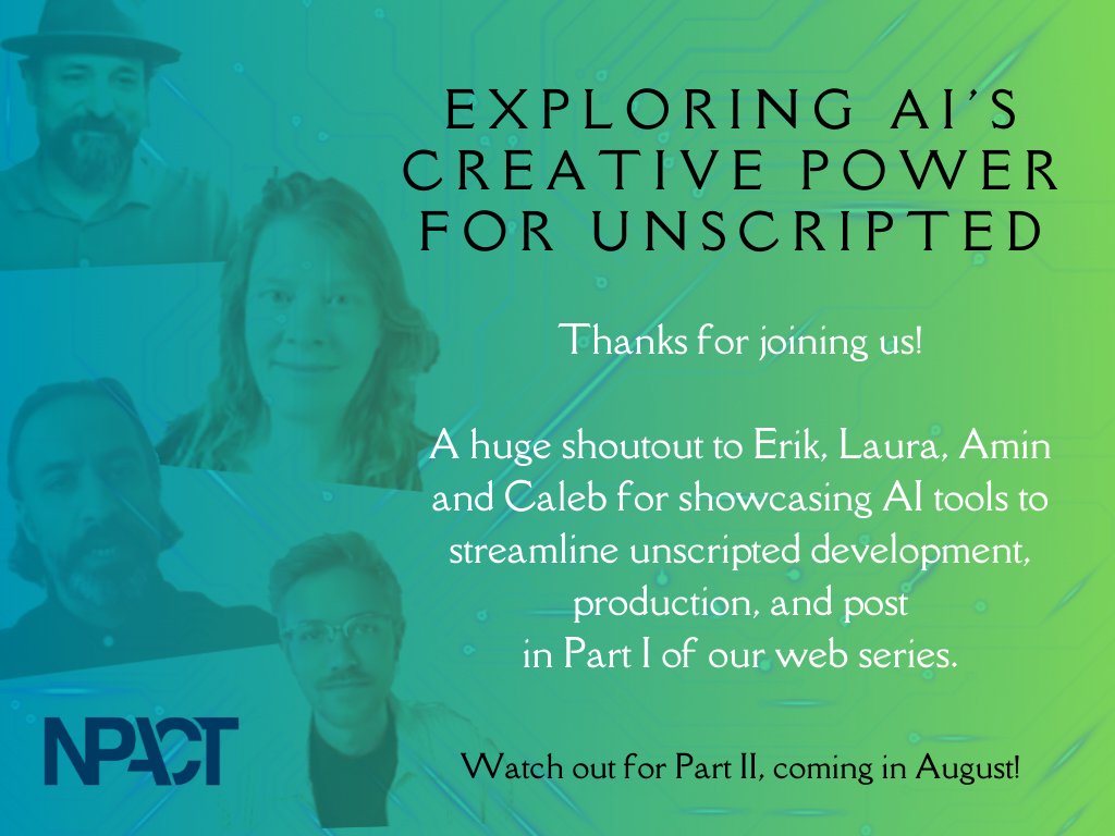 Great turnout with <a href="/NPACTofficial/">NPACT</a> members for Part I, featuring <a href="/ETCatUSC/">ETC@USC</a>, <a href="/DescriptApp/">Descript</a>, <a href="/CuriousRefuge/">Curious Refuge</a>, and <a href="/Wowzer_AI/">Wowzer</a>!