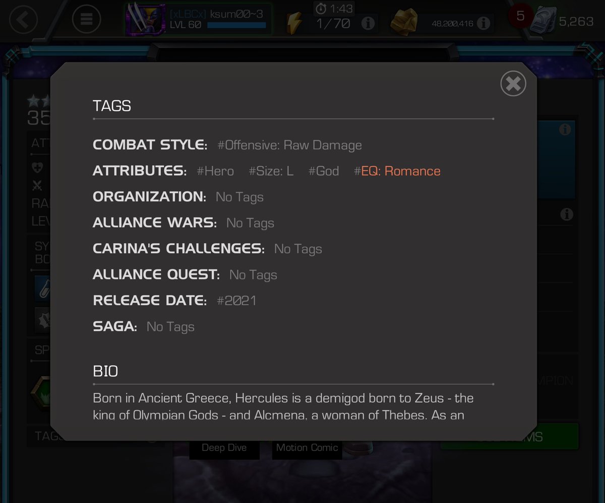 ksum00's tweet photo. @MarvelChampions hi, probably missing something but I just did a run in spring of sorrows with king groot deathless, gladiator and herc but didn't get the 2021/2022/2023/2024 objectice, but all the champs are tagged as one of those years??? What am I missing, someone pls help. https://t.co/izOTHDTE4V