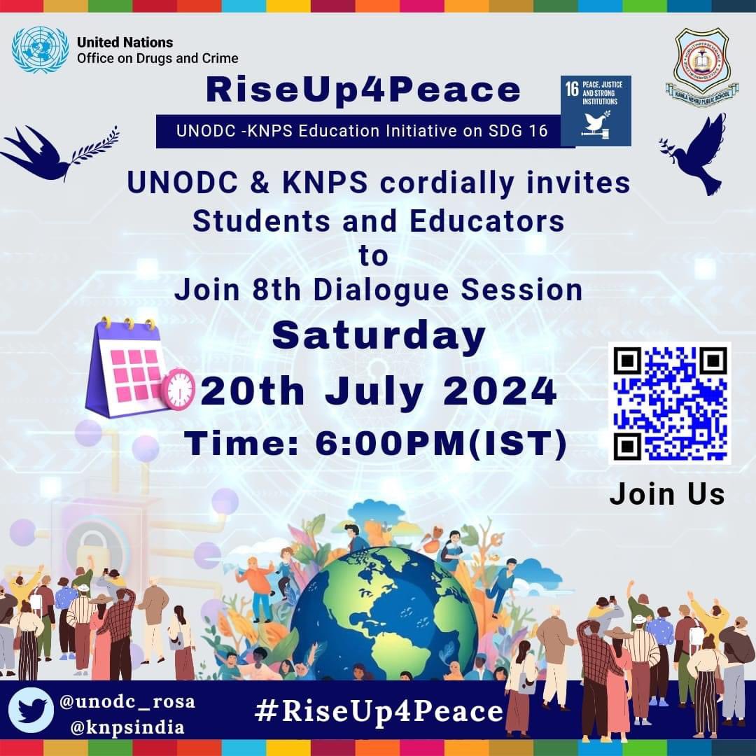 #RiseUp4Peace a <a href="/UNODC_ROSA/">UNODC South Asia</a> - <a href="/KnpsIndia/">KNPS Phagwara India</a>  Education Initiative
Shoutout for #Educators &amp; #Students 
Join us for:
#Online8thDialogueSession 
Date: 20th July 2024
Time: 6 PM (IST)
Joining Link:
 lnkd.in/g4MvwTRG
Meet our Spotlight educator <a href="/MsDanielsStormy/">Stormy Daniels | #ChangeMaker | EdTechPurpose</a> <a href="/PathakSamarth/">Samarth Pathak</a>