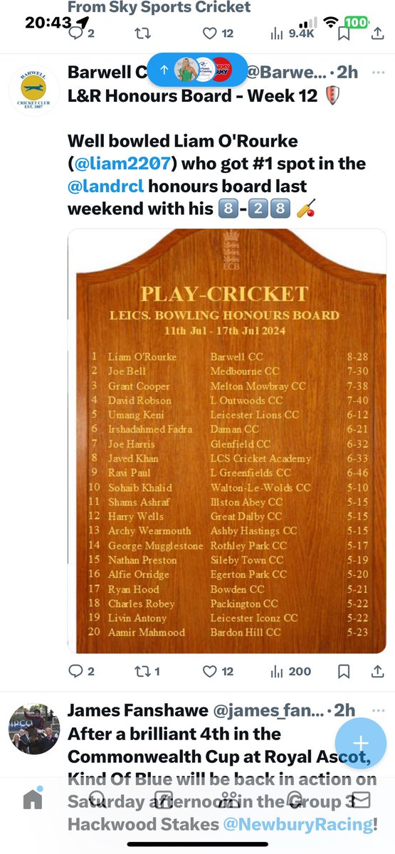 Medbourne CC tweet media