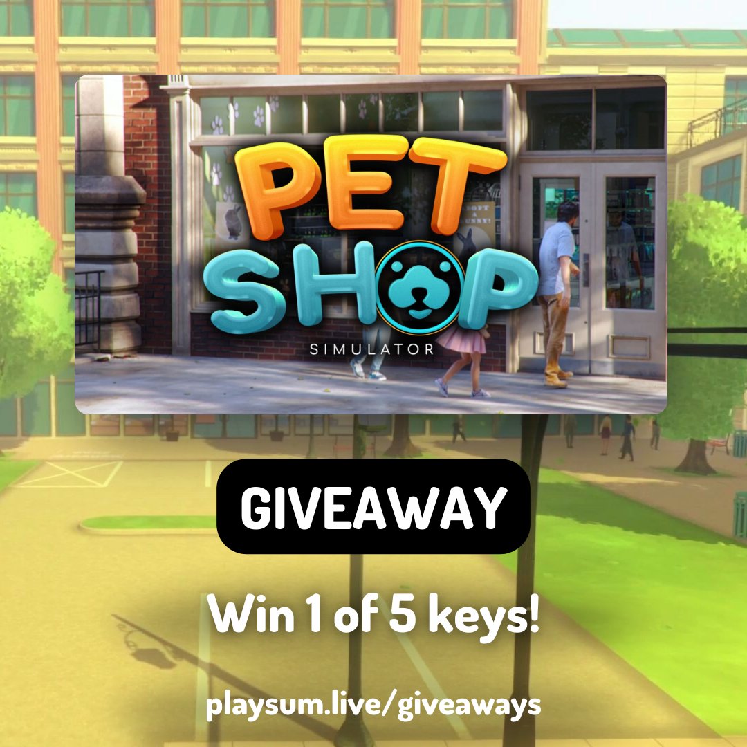 #Giveaway To celebrate the release of Pet Shop Simulator and our 20% discount on it, we're giving away 5 Steam keys thanks to our friends at <a href="/GamesIncubator/">Games Incubator</a>  !

Run your own pet shop! 🐰 Find loving homes for animals and ensure they thrive. Meet customers of all kinds—seniors,