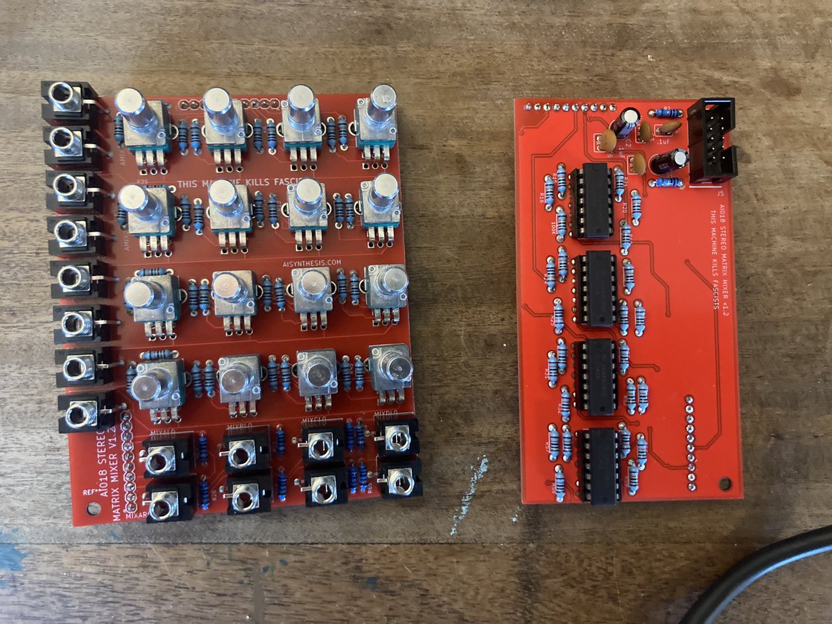 JonoR_Audio's tweet photo. Missed having a matrix mixer so had a nice meditative afternoon putting this one together. Perfect for feedback mixing with a little gain on hand #eurorack https://t.co/CgFLNyLgGR